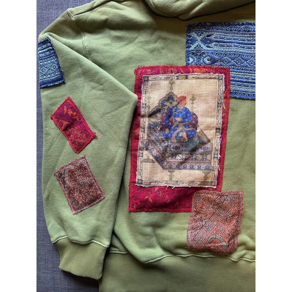NWT Rastah Olive Green Jamawar Patchwork Hoodie ; SOLD OUT $315 MSRP - Picture 5 of 8
